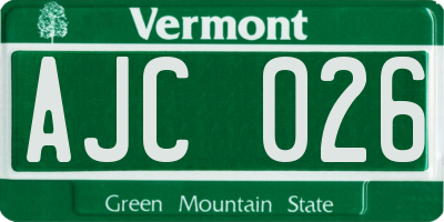 VT license plate AJC026
