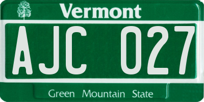 VT license plate AJC027