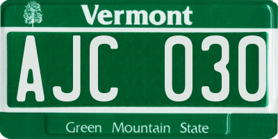 VT license plate AJC030