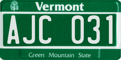 VT license plate AJC031