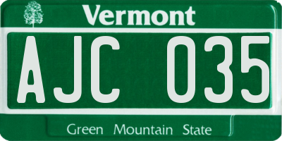 VT license plate AJC035