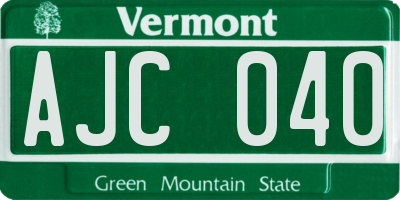VT license plate AJC040