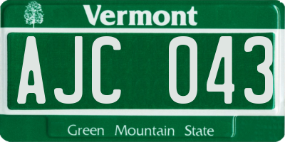 VT license plate AJC043