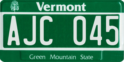 VT license plate AJC045