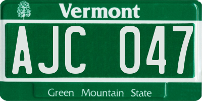 VT license plate AJC047