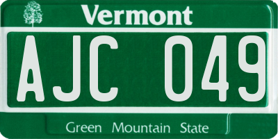 VT license plate AJC049
