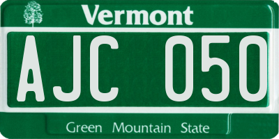 VT license plate AJC050