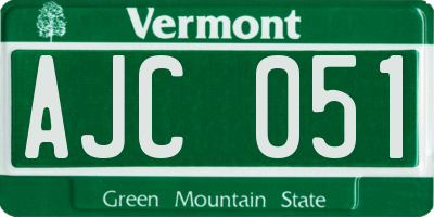 VT license plate AJC051