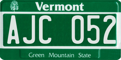 VT license plate AJC052
