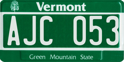VT license plate AJC053
