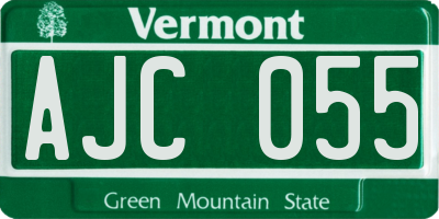 VT license plate AJC055