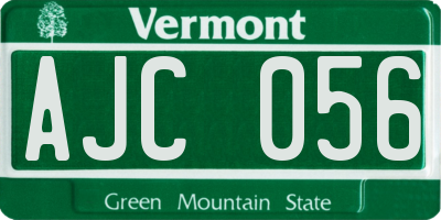 VT license plate AJC056