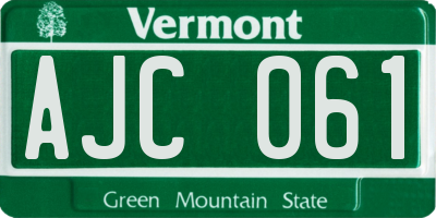 VT license plate AJC061