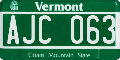 VT license plate AJC063