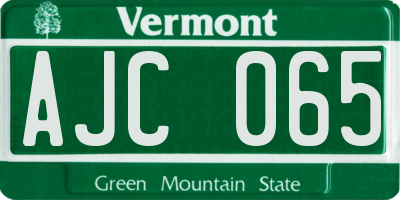 VT license plate AJC065