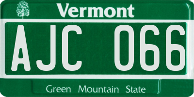 VT license plate AJC066