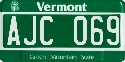VT license plate AJC069