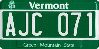 VT license plate AJC071