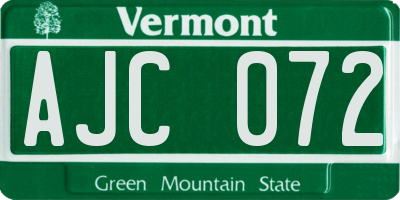 VT license plate AJC072
