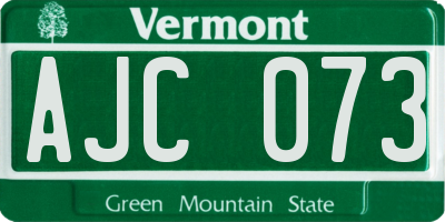VT license plate AJC073