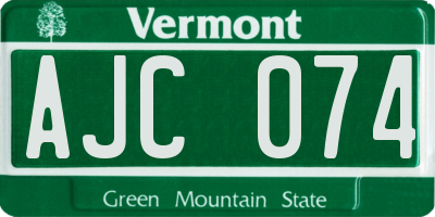 VT license plate AJC074