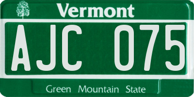 VT license plate AJC075