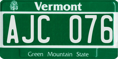 VT license plate AJC076