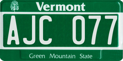 VT license plate AJC077