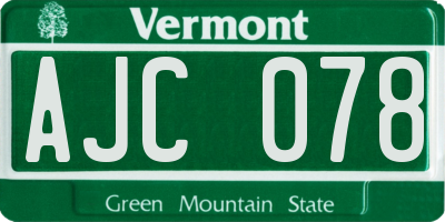 VT license plate AJC078