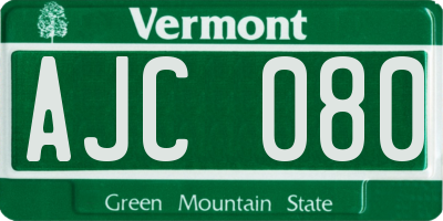 VT license plate AJC080