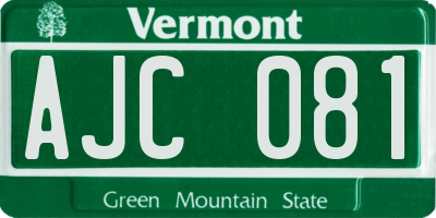 VT license plate AJC081
