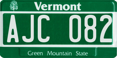 VT license plate AJC082