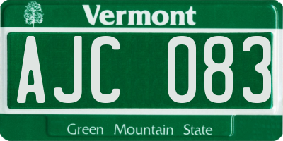 VT license plate AJC083