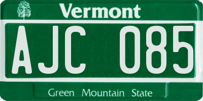 VT license plate AJC085