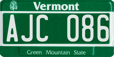 VT license plate AJC086