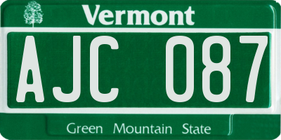 VT license plate AJC087
