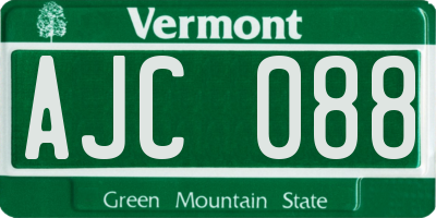 VT license plate AJC088