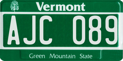 VT license plate AJC089