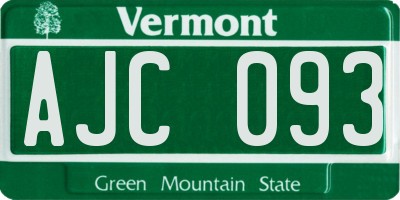 VT license plate AJC093
