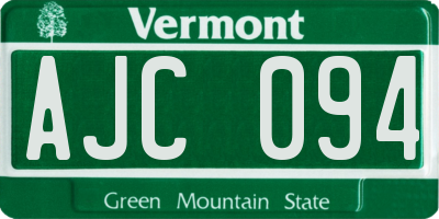VT license plate AJC094