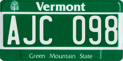 VT license plate AJC098