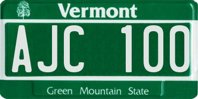 VT license plate AJC100