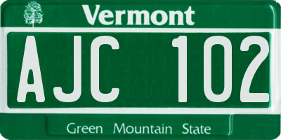 VT license plate AJC102