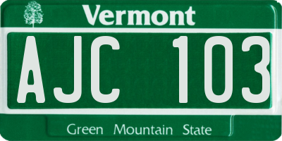 VT license plate AJC103