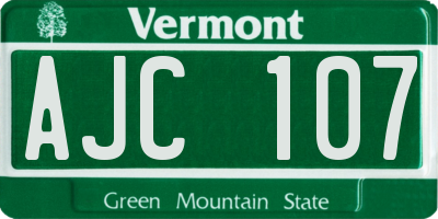 VT license plate AJC107
