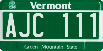 VT license plate AJC111