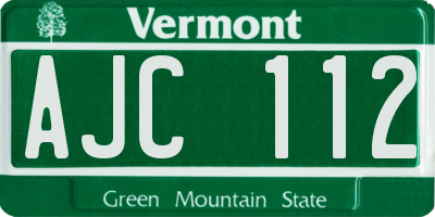 VT license plate AJC112