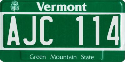 VT license plate AJC114