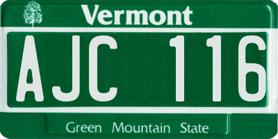 VT license plate AJC116