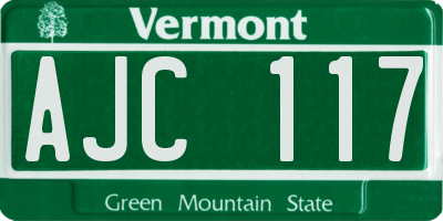 VT license plate AJC117